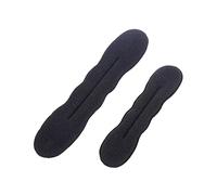 Self Grip Hair Rollers, 2 Pieces Magic Foam Sponge Donut Maker for Ponytail and Bun Styling, Hair and Tie Clip Tool for Women, Black(Large+Small)