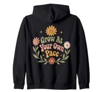 Self Growth Floral Motivation Grow At Your Own Pace Zip Hoodie