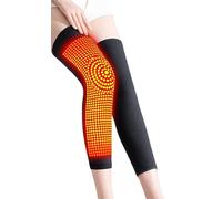 Self Heating Knee Brace Support Cashmere Knit Knee Warmer Winter Thermal Fleece Compression Knee Wrap Sleeves Treating Knee Injury for Arthritis, Pain Relief (Long Black - Size XXL, XXL)