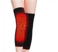 Self Heating Knee Brace Support Fleece Magnets Warmer Winter Thermal Compression Wrap Sleeves Treating Injury for Arthritis, Joint Pain Relief, Sports Recovery, Black Pad, One Size