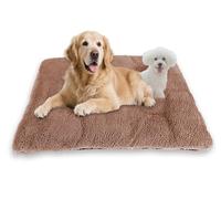 Self Heating Large Dog Bed Washable Cat Sleeping Bed,Calming Warm Pet Cushion for Indoor Cat Anti Anxiety Crate Mat Non-Slip Base (Brown,90 * 56 * 5.5cm-L)