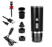 Self-Heating Portable Electric Espresso Machine with 5 Min, Self-Heating Travel Hot Coffee in Car, Rechargeable Battery 15 Bar Mini Small 12V 24V Car Coffee Maker, Capsule & Ground for Camping, Hiking