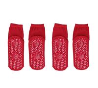 Self Heating Socks Cotton Breathable Tourmaline Design Warm Heated Socks for Winter Universal Size 4Pcs for Outdoor Activities and Cold Weather (Red)