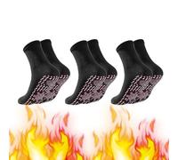 Self Heating Socks for Mens Women Winter Warm Thermal Ski Socks Unisex Tourmaline Therapy Magnetic Socken Anti-Freezing Breathable Foot Warmers for Outdoor Sports Camping Fishing Hiking Black 3 Pairs