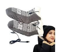 Self-Heating Socks - USB Powered Heated Snowflake Pattern, Winter Footwear| Portable Heater Sock, Comfortable Warm Thermal Gear With Adjustable Temperature Control For Men Women Camping Walking Cyclin
