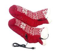 Self-Heating Socks - USB Powered Heated Snowflake Pattern, Winter Footwear| Portable Heater Sock, Comfortable Warm Thermal Gear With Adjustable Temperature Control For Men Women Camping Walking Cyclin