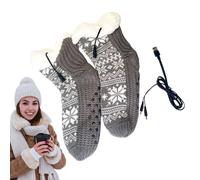 Self-heating Socks | USB Powered Snowflake Pattern Heated Socks Skiing - Portable Heater Winter Feet Men Women for Camping Walking Cycling Motorcycle Fishing Hiking Outdoor Work Hunting