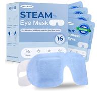 Self Heating Steam Eye Masks: 16 Packs Disposable Moist Heated Masks for Dry Eyes, Digital Eye Strain, Puffiness & Stress Relief - Warm Compress for Relax, Travel, Office, Sleep & Spa, Unscented