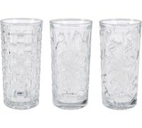 Self Import Agencies Decorated Glasses Set of 3-380ml Tempered Drinking Glasses, Elegant Patterned Tumblers, Dishwasher Safe