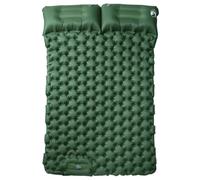 Self-Inflating Double Sleeping Mat with Cushion, Green, 195 x 130 x 8.5 cm, 2 Person Air Mattress, Waterproof and Ultralight, Foldable, Compact for Camping, Outdoor, Hiking, Trekking, Travel