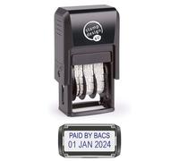 Self Inking Changeable Date Stamp - Paid by Bacs Date Stamp in Blue Ink
