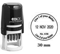 Self Inking COLOP R30 Round Custom Rubber Stamp with Date Personalized Office Stamper - Dater Stamp - Black Ink