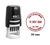 Self Inking COLOP R30 Round Custom Rubber Stamp with Date Personalized Office Stamper - Dater Stamp - Red Ink