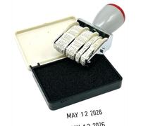 Self-Inking Date Stamp with Black Ink Pad - Adjustable Rotary Date Roller for Office, School, and Home Business - Heavy Duty Rubber Dater, Black Ink