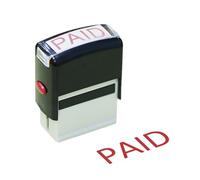 Self-Inking Paid Stamp With Date - Refillable Red Ink Business Document Notice - Stationery Kit (Black)