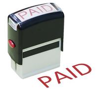 Self Inking Rubber Stamp Paid Stamp Refillable Red Ink Preinstalled Bold Capitals Pre Inked Business Office Stamp (11x 35mm) (Paid)