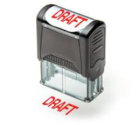 Self Inking Rubber Stamp, Refillable Red Ink Preinstalled - 1.4" x 0.51" X (35 x 8mm) (Draft)