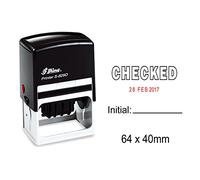 Self Inking Shiny Date Stamp with Checked & Initial Text Ofiice Stationery Rubber Stamper S-829D