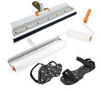 Self-Leveling DIY Tool Kit,Including Stainless Steel Scraper Self-Leveling Rake,Floor Construction Roller Nail Shoes,Epoxy Floor Paint Tools(Yellow)