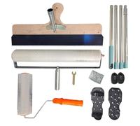 Self-Levelling Cement Tool Kit, Epoxy Floor Paint Tool with Removable 1.6m Long Extended Handle, Wooden Scraper, Spiked Roller, Spiked Shoes, Floor Leveling Tools