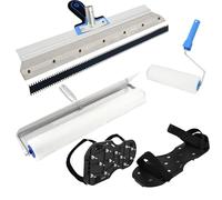 Self-Levelling Cement Tool Kit,Spike Roller for Self Leveling Cement,Epoxy Floor Tools,Roller Brush,Floor Construction Roller Spiked Shoes,Stainless Steel Scraper Self-Leveling Rake