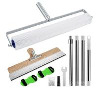 Self-Levelling Cement Tool Kit with 56cm Stainless Steel Scraper Self-Leveling Rake Spiked Roller Self Levelling 172cm Removable Extension Pole Spiked Shoes Epoxy Floor Paint Tools Construction Roller