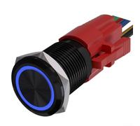 Self Locking 22mm Metal Push Button Switch 12V with LED Light IP67 Rated Waterproof Dustproof for Custom Vehicle and Panel Installations (Blue)