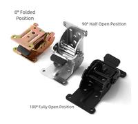 Self-Locking Folding Hinge for Furniture, 90° Auto-Lock & 180° Full Opening, Iron with Black/Color Zinc/Silver Plating