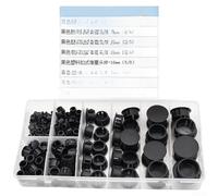 Self-Locking Furniture Buttons 135pcs 6mm-25mm Black Nylon | 8 sizes 6mm-25mm, 135pcs total, fits various holes, kitchen cabinet, bookcase use