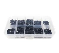Self Locking Hex Nuts 357/200/162pcs Mix M2 to M12 Set Kit DIN985 Black Carbon Steel Hexagon Nylon Insert Lock Nut Hex Self Locking Nylock Locknut(Set A 162pcs)
