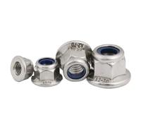 Self Locking Hex Nuts Stainless Steel Steel with Black Flange Nylon Lock Nut Insert Lock Nut Self-Locking Nylock Nut 2-50pcs M3 M4 M5 M6 M8 M10 M12(Stainless steel 304,M6 10pcs)
