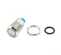 Self-Locking Metal Button Switch 12mm Pre-Wired IP65 | Self-locking mechanism, 12mm mounting hole, metal front ring, IP65 rated, pre-wired leads