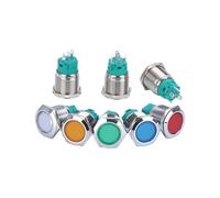 Self Locking ON OFF Latching Metal Full Illuminated LED Chrome19mm Pushbutton Switch IDGTTLDF(Blue LED,6V)