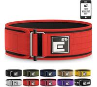 Self-Locking Weight Lifting Belt | Premium Weightlifting Belt for Serious Functional Fitness, Power Lifting, and Olympic Lifting Athletes (Large, Red)