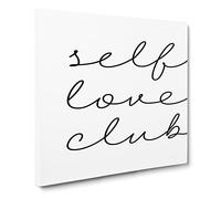 Self Love Club Modern Typography Quote Canvas Print | Gallery Wrapped 30mm Frame Wall Art | 20x20 inches | Ready to Hang | Modern Typography Picture | Living Room Bedroom Lounge Office