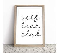 Self Love Club Typography | Framed Wall Art Print | Modern Home Decor Picture | Ready to Hang Artwork for Living Room, Bedroom, Kitchen or Office | Multiple Sizes