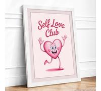 Self Love Club Vintage Framed Wall Art Print A3 (42×29.7cm) White, Wall Decor for Living Room, Bedroom, Office & Home, Ready to Hang, Art Gift