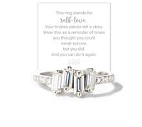 SELF-LOVE MULTI STONES RING, S925 Sterling Silver Broken Multi-Stones Ring, High Polish Tarnish Resistant Zircon Inlaid Self Love Ring, Inspirational Ring Jewelry Gift for Women (6)