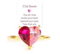 Self Love Pieced Heart Ring, 925 Sterling Silver Two-Tone Pink Inspirational Heart Ring, Self Reminder Stackable Love Band, Gold Band Jewelry for Women (8)