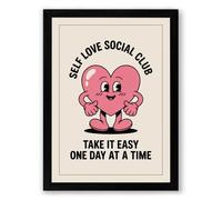 Self Love Social Club Typography Framed Wall Art Print A2 (59.4×42cm) Black, Wall Decor for Living Room, Bedroom, Office & Home, Ready to Hang, Art Gift