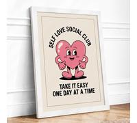 Self Love Social Club Typography Framed Wall Art Print A2 White