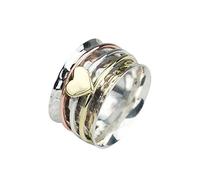 Self Love Spinner Heart Ring for Women, Fidget Anxiety Relief Rotating Wide Band Rings with Card for Her For Women Fidget Jewelry, 6 UK, Metal, No Gemstone