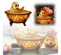 Self Made Man Sculpture Desktop Ornament Glowing Figurine for Home Party Decoration Glass Christmas Ornament (Orange, 15cm)