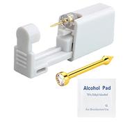 Self NOSE Piercing Gun Kits inside Yellow Gold Piercing Rings Disposable Safety 1/100 With Moment Tool With Ring Stud Pierce Kit GP201 (1 Pack)