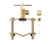 Self Piercing Saddle Valve - 1/4" Compression Outlet Brass Needle Valve，Suitable for Installation on 3/8" to 1-6/15" Diameter Copper Pipe(1 Pack)