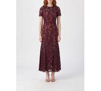 SELF-PORTRAIT A-Line Short-Sleeved Lace Mini Dress with Belt - Size: 12 - female