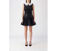 SELF-PORTRAIT A-Line Wool Bouclé Mini Dress with Lace and Sequins - Size: 10 - female