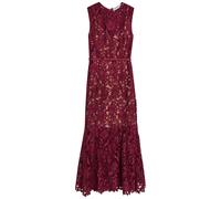 Self-portrait Belted Guipure Lace Midi Dress - Burgundy - 6 (UK6 / XS)