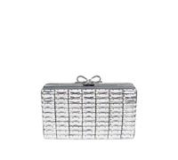 Self-Portrait bow-detail clutch bag - Grey One Size
