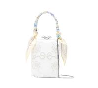 Self-Portrait bow-detail clutch bag - White One Size